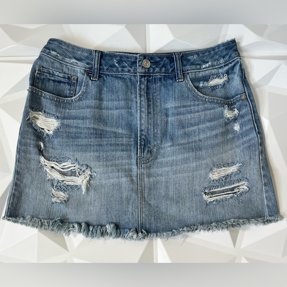 Abercrombie & Fitch Blue Distressed Mini Skirt Women’s Size:8 - Picture 5 of 9